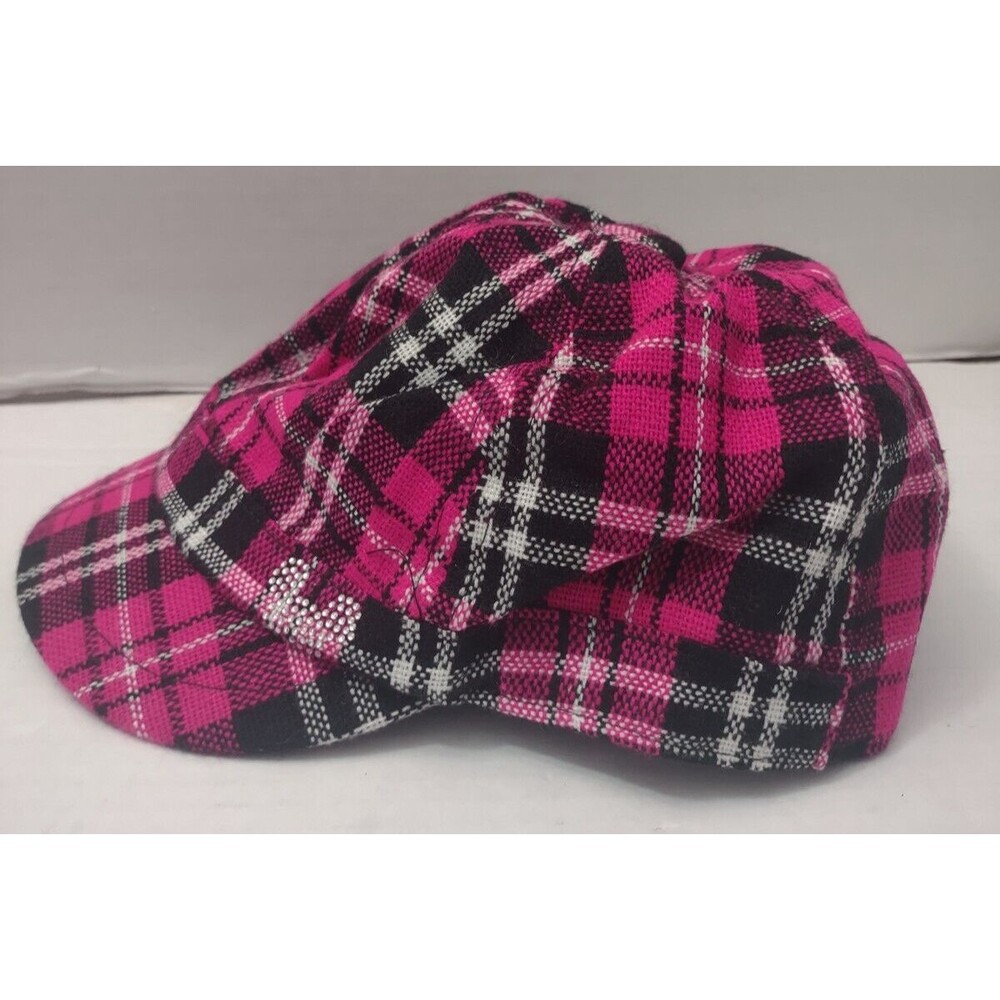 Disney Parks Women's Cap Plaid Pink Newsboy Hat Embellished Mickey Head - Picture 2 of 7